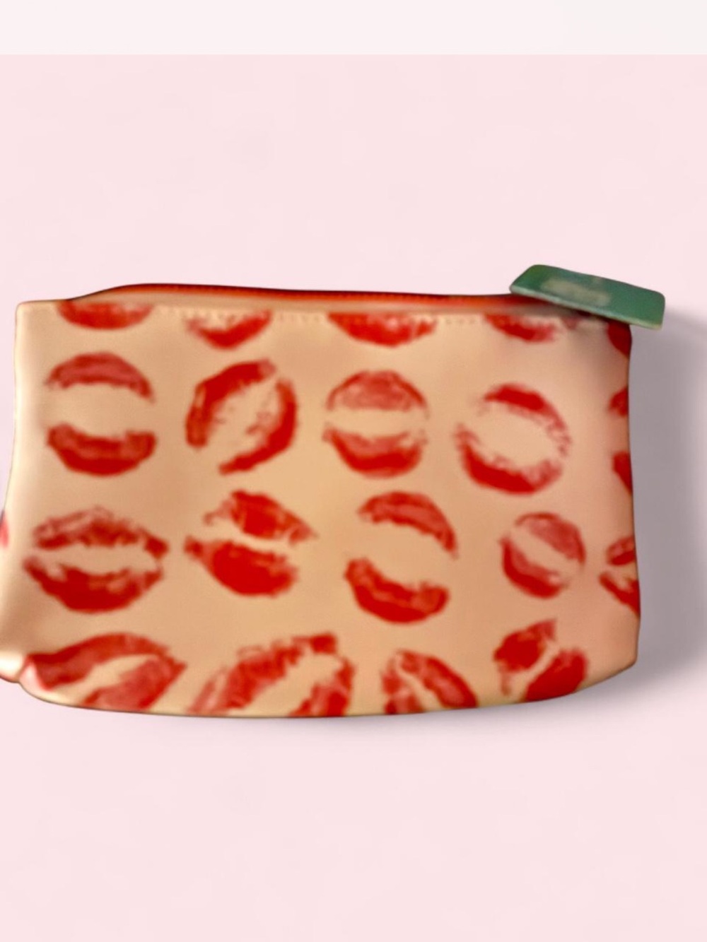 Women's Kiss Print Cosmetic Pouch - Pink and Red